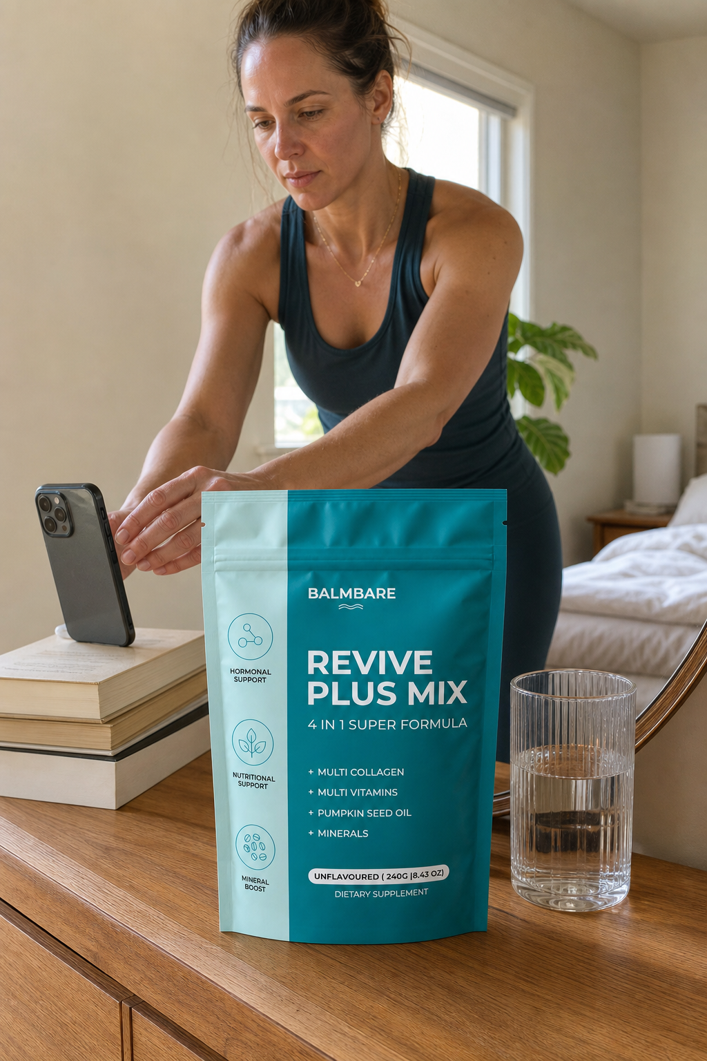 Creator setting up a routine with Balmbare Revive Plus Mix